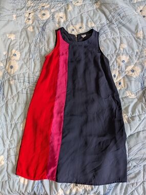 T.J.Maxx Navy Shift Dress with Red & Pink Panels